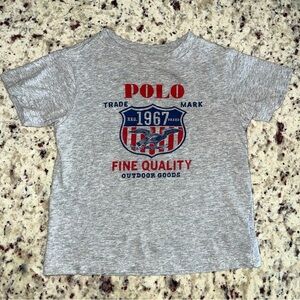 Polo Ralph Lauren Grey Graphic Tee Size 2T Toddler Boys Trade Mark Heather Gray